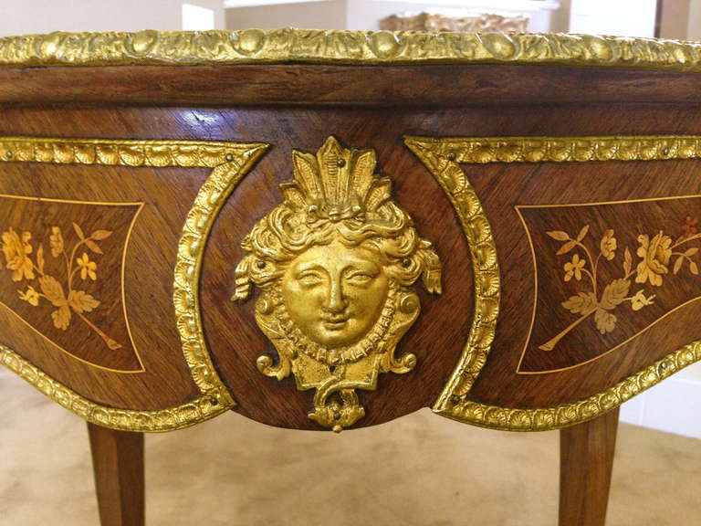 19th Century Beautiful French Gilt Bronze Mounted Marquerty Inlaid Center Table