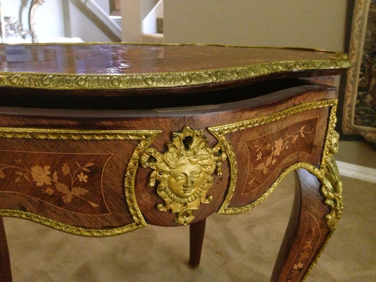Beautiful French Gilt Bronze Mounted Marquerty Inlaid Center Table 5