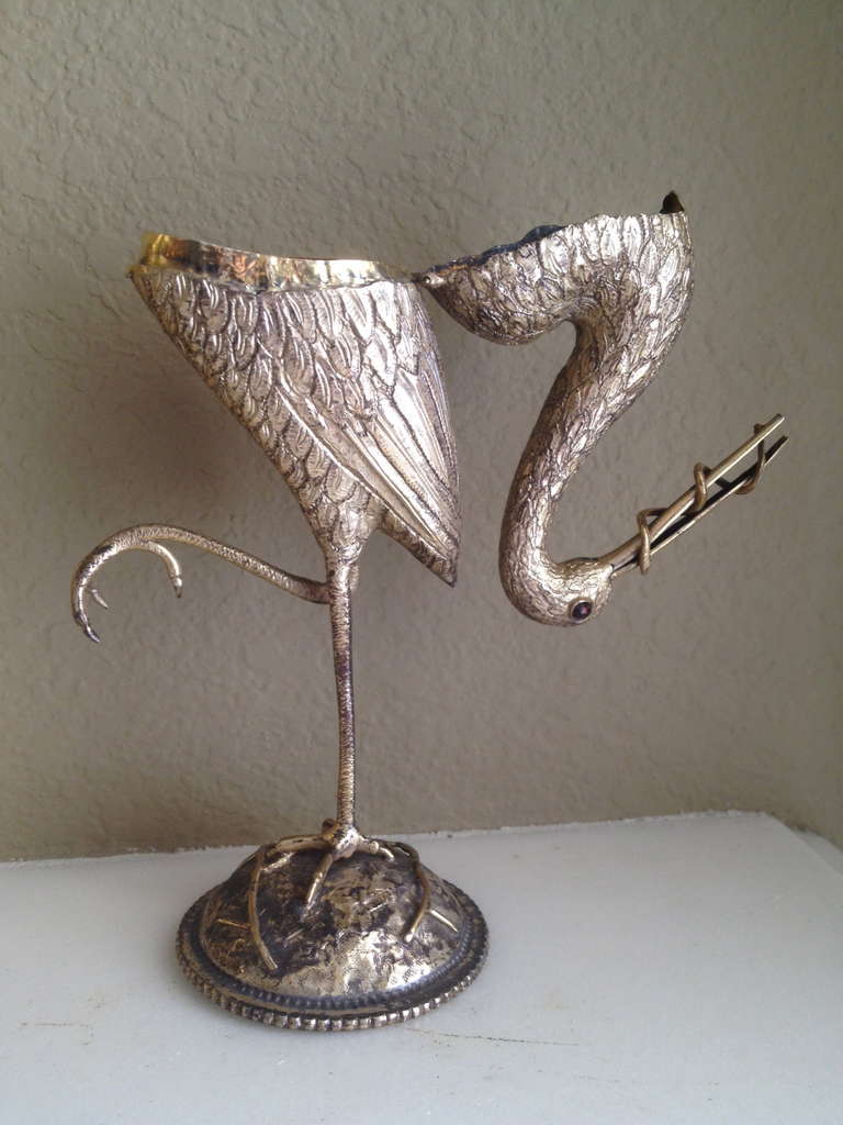 Exceptional Dutch Silver, Bird Form Spice Box, Fully Marked 1