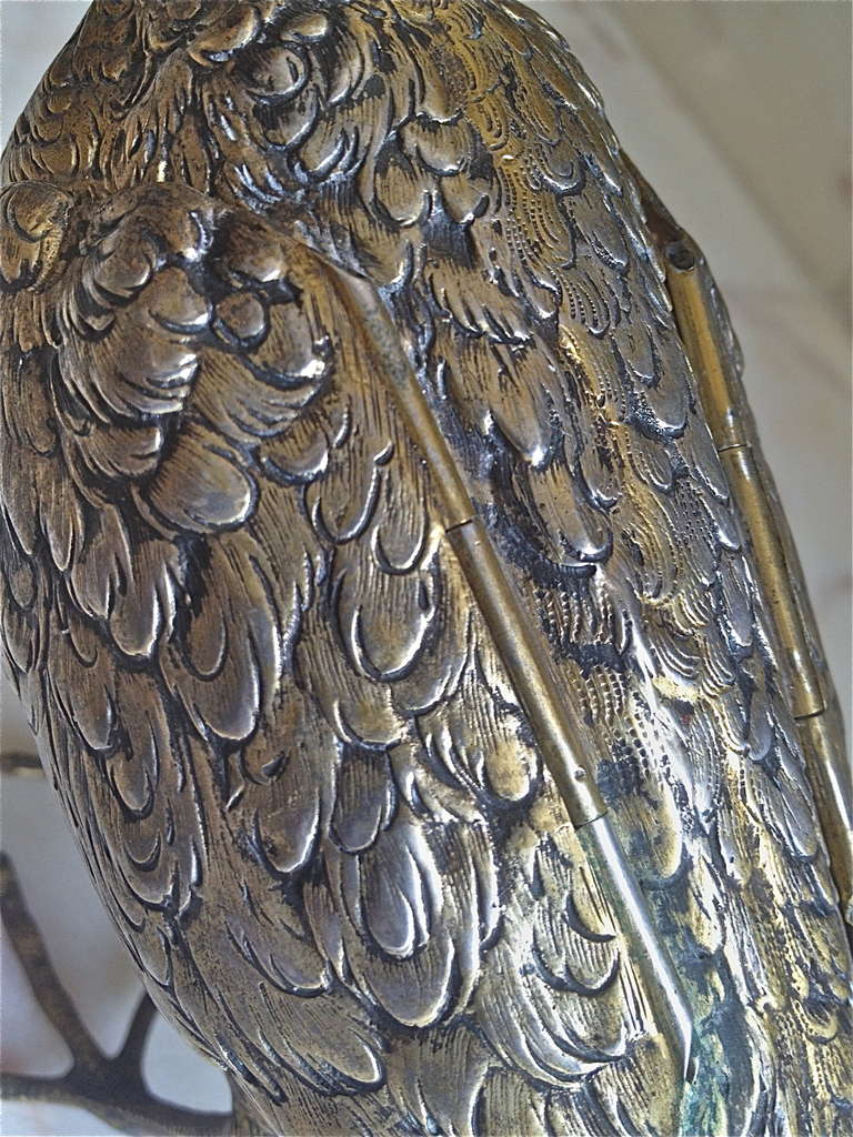 19th Century Fine Silver Dutch Bird Form Spice Box Vermeil Finish 4