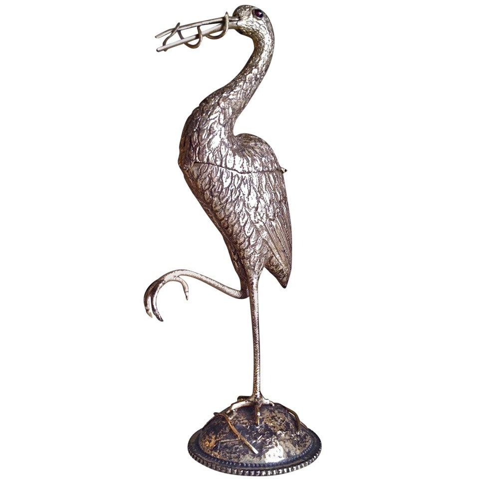 Exceptional Dutch Silver, Bird Form Spice Box, Fully Marked