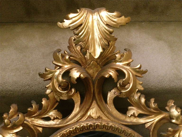 Fabulous Large Carved Gilt Italian Mantel Mirror, circa 1940 In Excellent Condition For Sale In Redding, CA