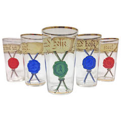 Moser Tumblers Gilt and Enameled with Interesting Phrases, circa 1900