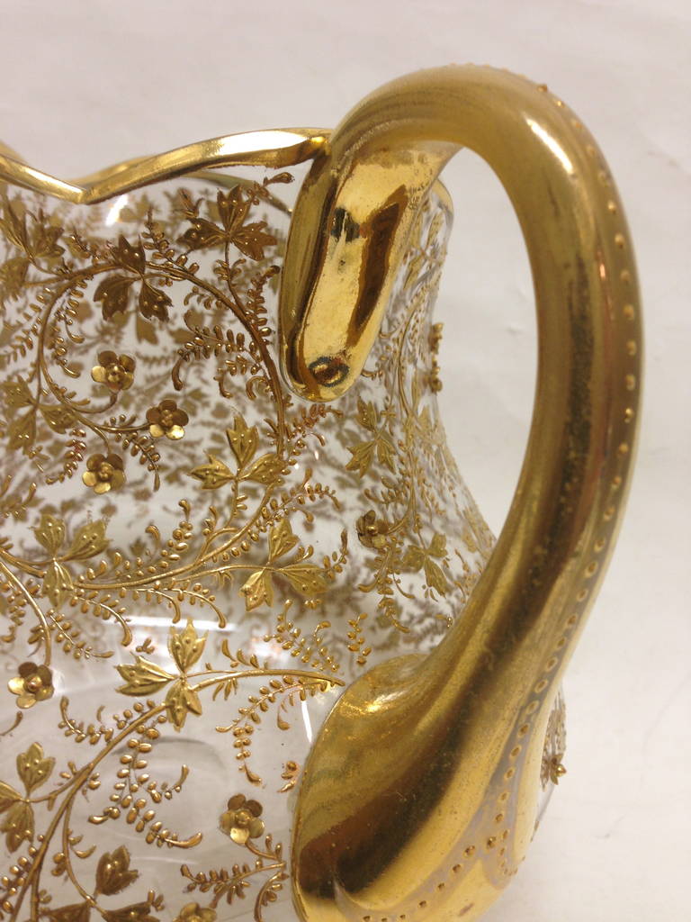 Austrian Fabulous Moser Heavy Gold Gilt and Applied Glass Roses