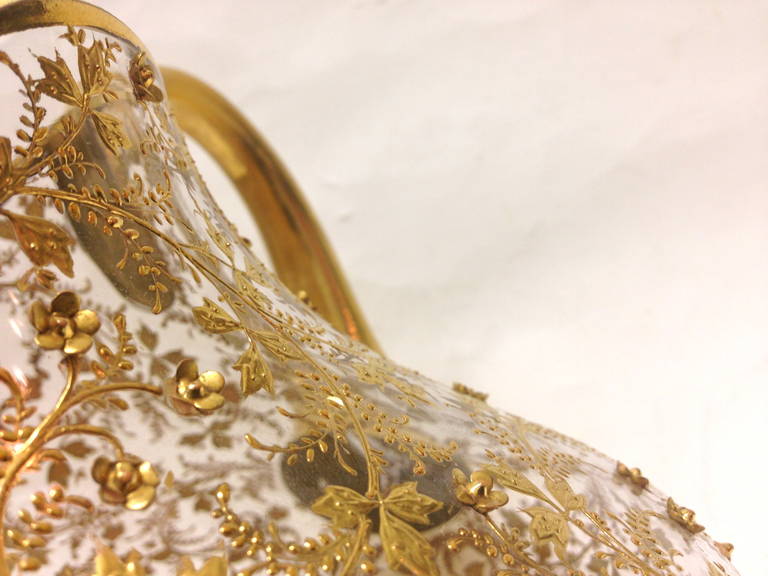 Fabulous Moser Heavy Gold Gilt and Applied Glass Roses 1