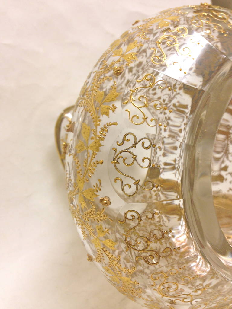 Fabulous Moser Heavy Gold Gilt and Applied Glass Roses 2