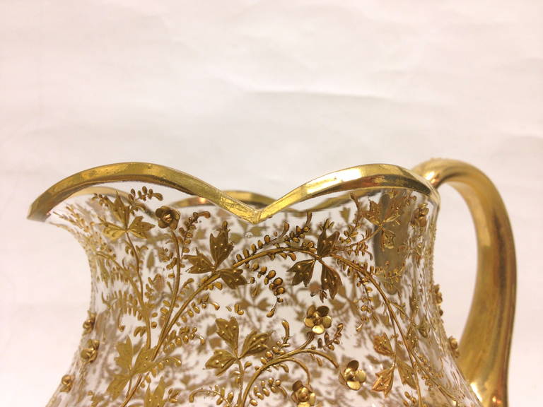 Fabulous Moser Heavy Gold Gilt and Applied Glass Roses 3