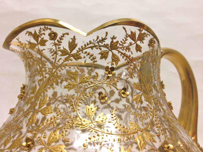 Fabulous Moser Heavy Gold Gilt and Applied Glass Roses 4