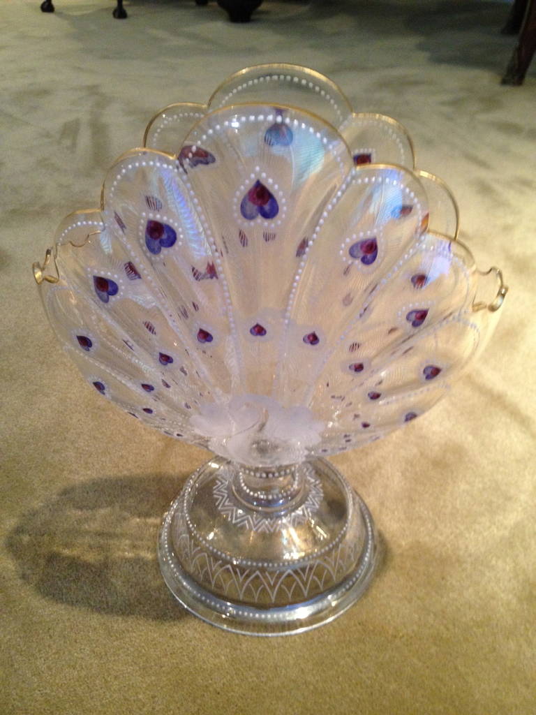 Rare Moser Peacock Vase Enamel and Gilt Decoration, circa 1900 at 1stDibs
