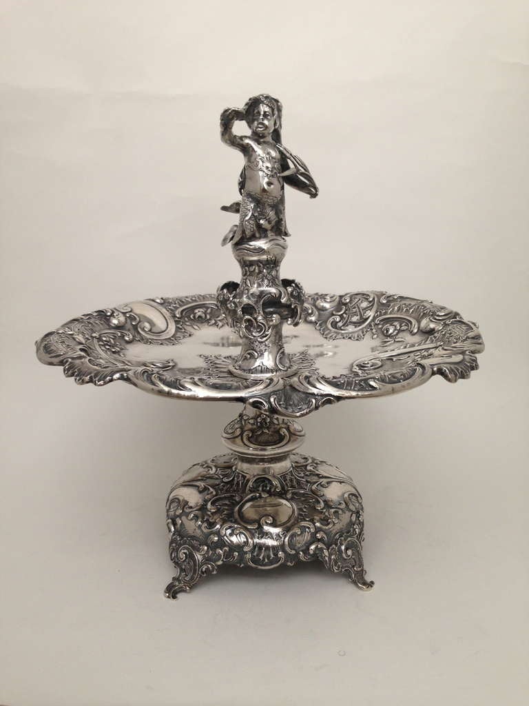 Fine 19th century 800. Silver Centerpiece Stand w/Putti