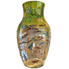 Antique Moser Collectors Achievement Exhibition Vase 3D w/ Applied Acorns c.1900