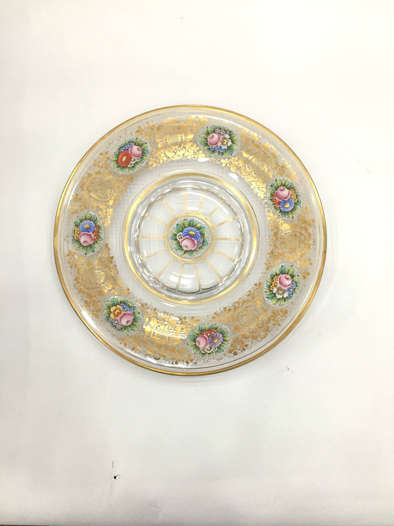 Rare Set of 12 Moser Glass Service Plates, circa 1900 In Excellent Condition For Sale In Redding, CA