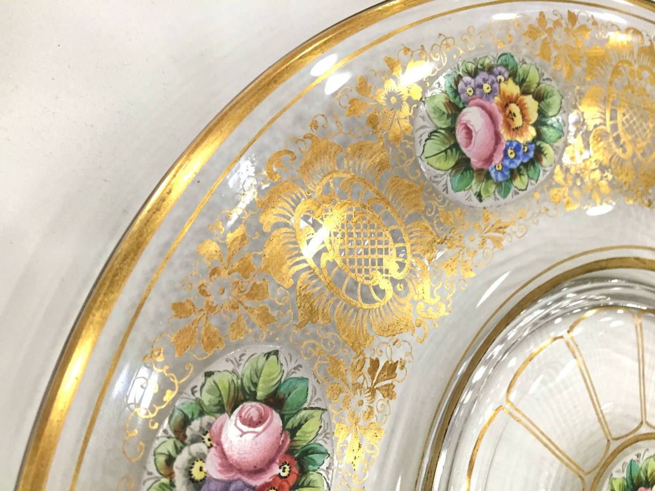 20th Century Rare Set of 12 Moser Glass Service Plates, circa 1900 For Sale