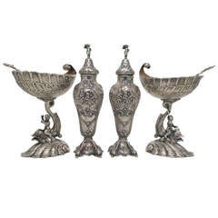 Antique Six piece German 800. Silver Salt and Pepper Set c.1890