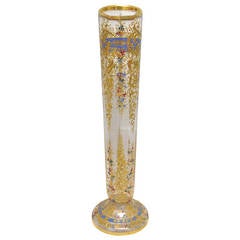 Large and Fine Moser Exhibition Vase Platinum and Gold Gilt with Enamel