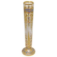 Large and Fine Moser Exhibition Vase Platinum and Gold Gilt with Enamel