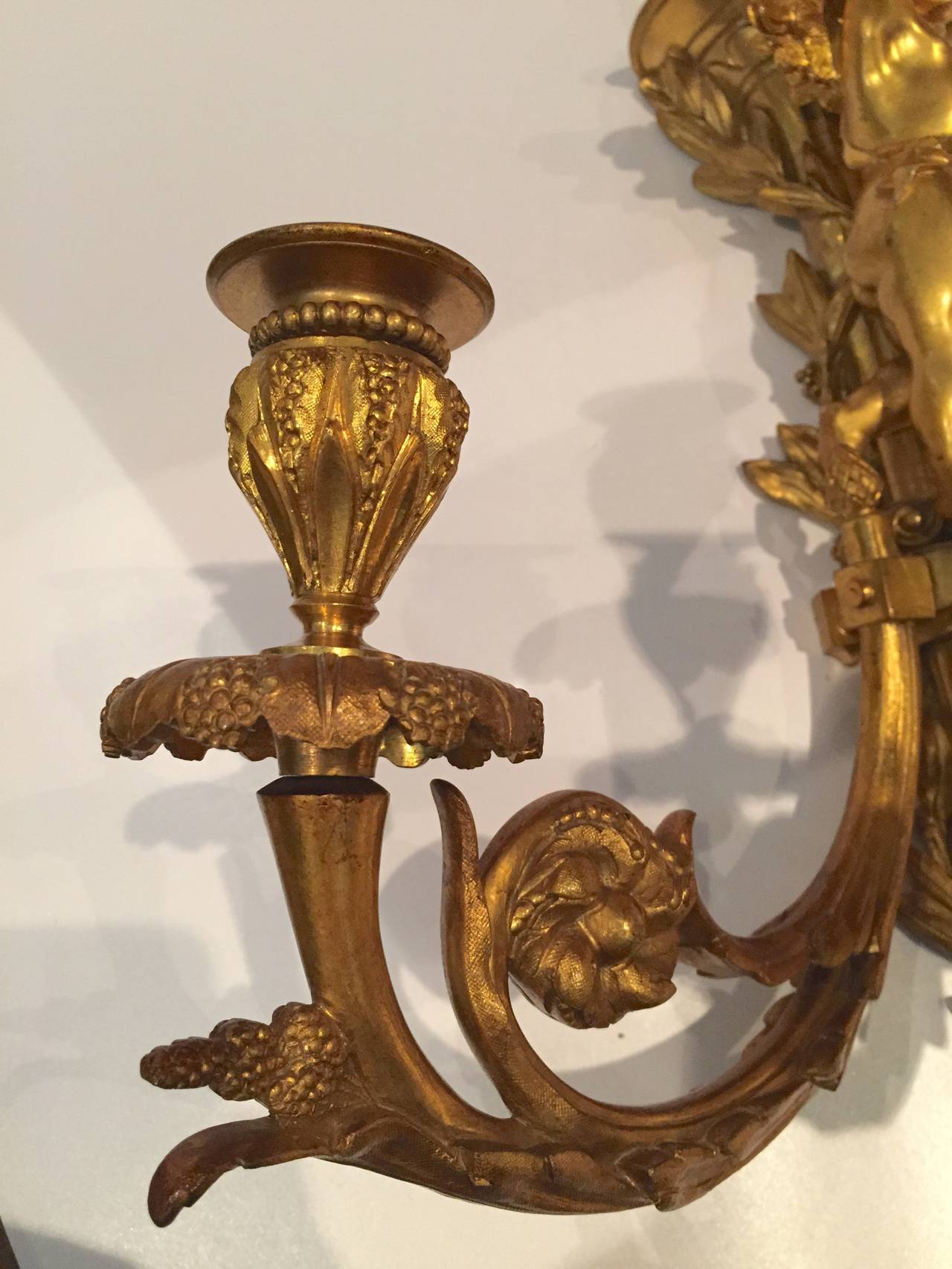 French Gilt Bronze Figural Sconces, circa 1900