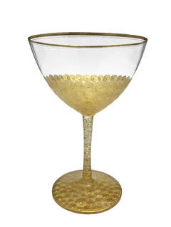 Set of 12  Rare Moser Wine Stems Etched and Gilt, circa 1900