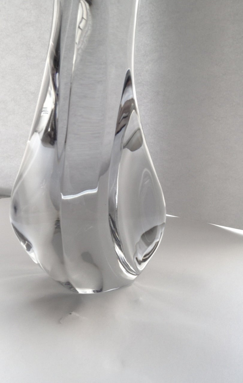 This enormous Baccarat figure by Robert Rigot for Baccarat is extraordinary, of
crystal clear glass perfectly modeled by the famous sculptor. This was epurchased secondhand in 1983 and was selected along with the Rigot model of a cat similar in