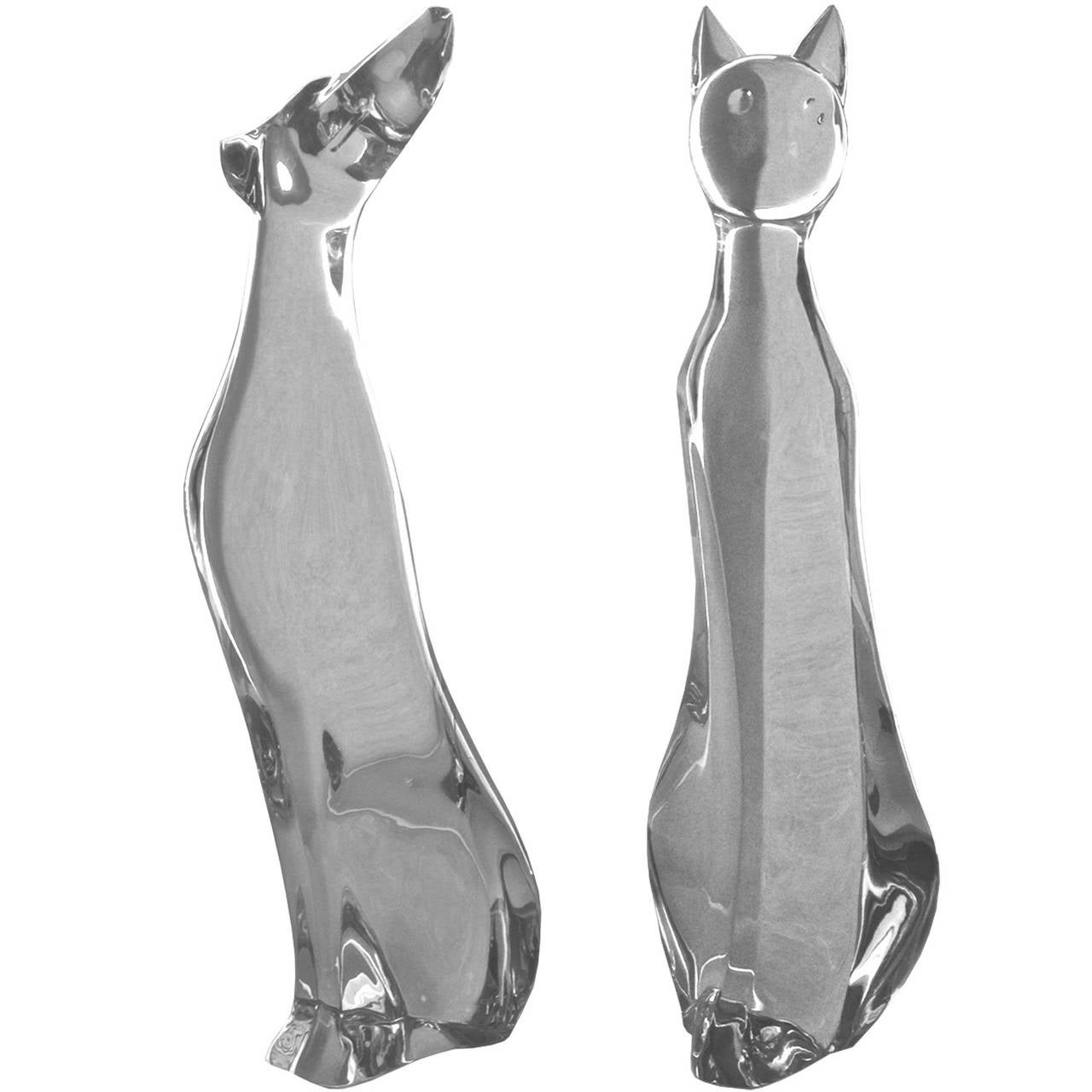 Baccarat Dog Crystal Clear Glass by Robert Rigot 1980 Twenty Inches Tall For Sale 2