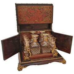 French Tantalus of Boulle Fitted with Baccarat Glass c.1860