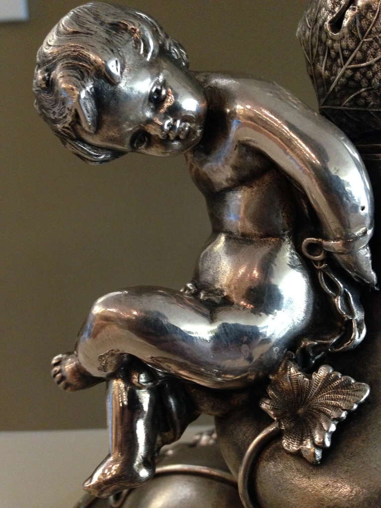 20th Century American Silver Plated Epergne Vase with Putti 