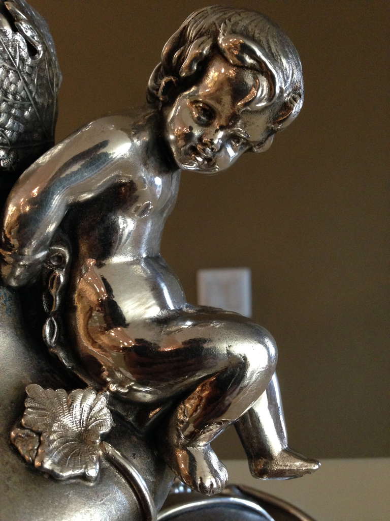 American Silver Plated Epergne Vase with Putti 