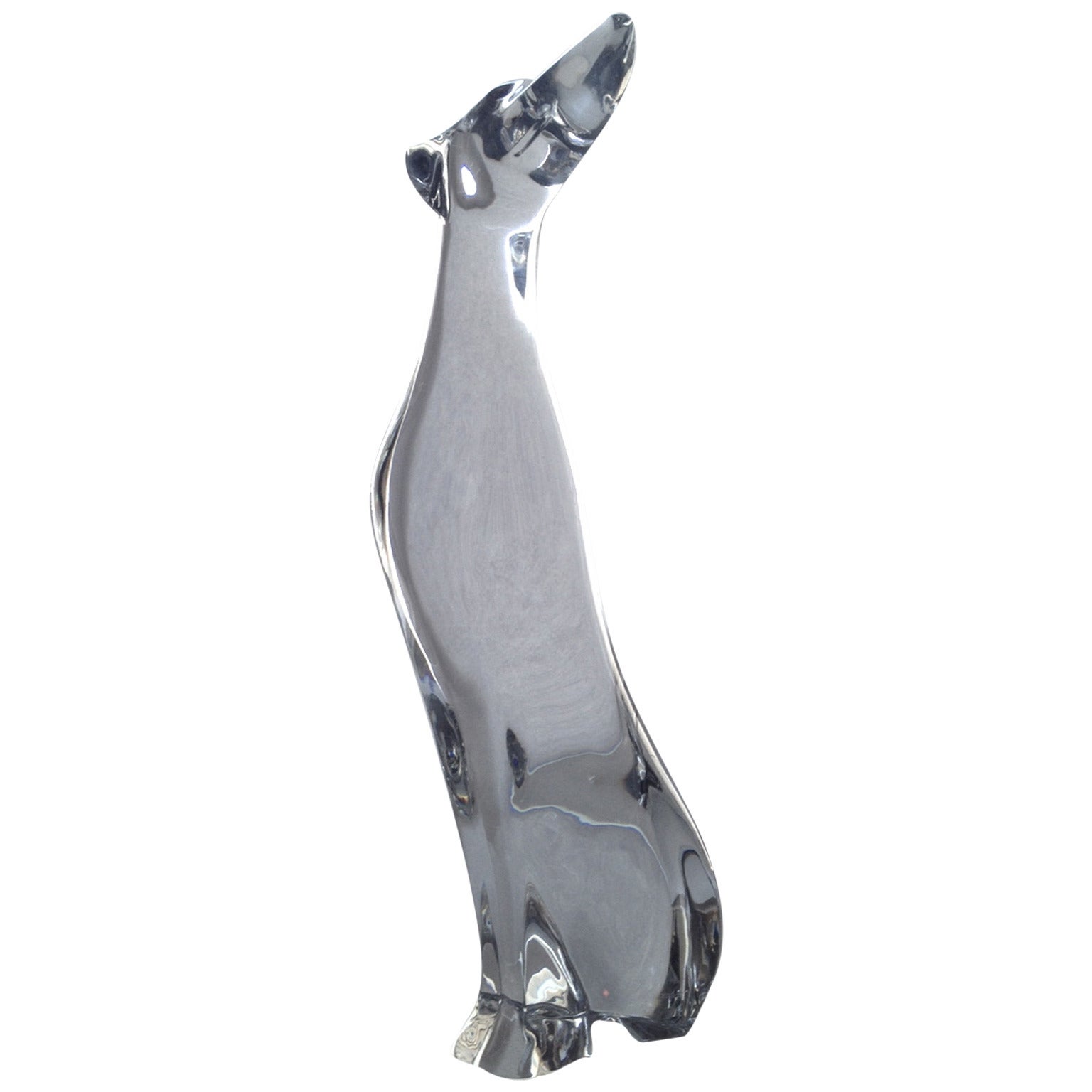 Baccarat Dog Crystal Clear Glass by Robert Rigot 1980 Twenty Inches Tall For Sale