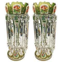Bohemian Overlay Glass Lusters, Extra Large, 19th Century