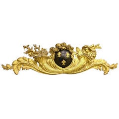 Fabulous French Gilt Bronze Overdoor Cornucopia and Fleur-De-Lis, 19th Century