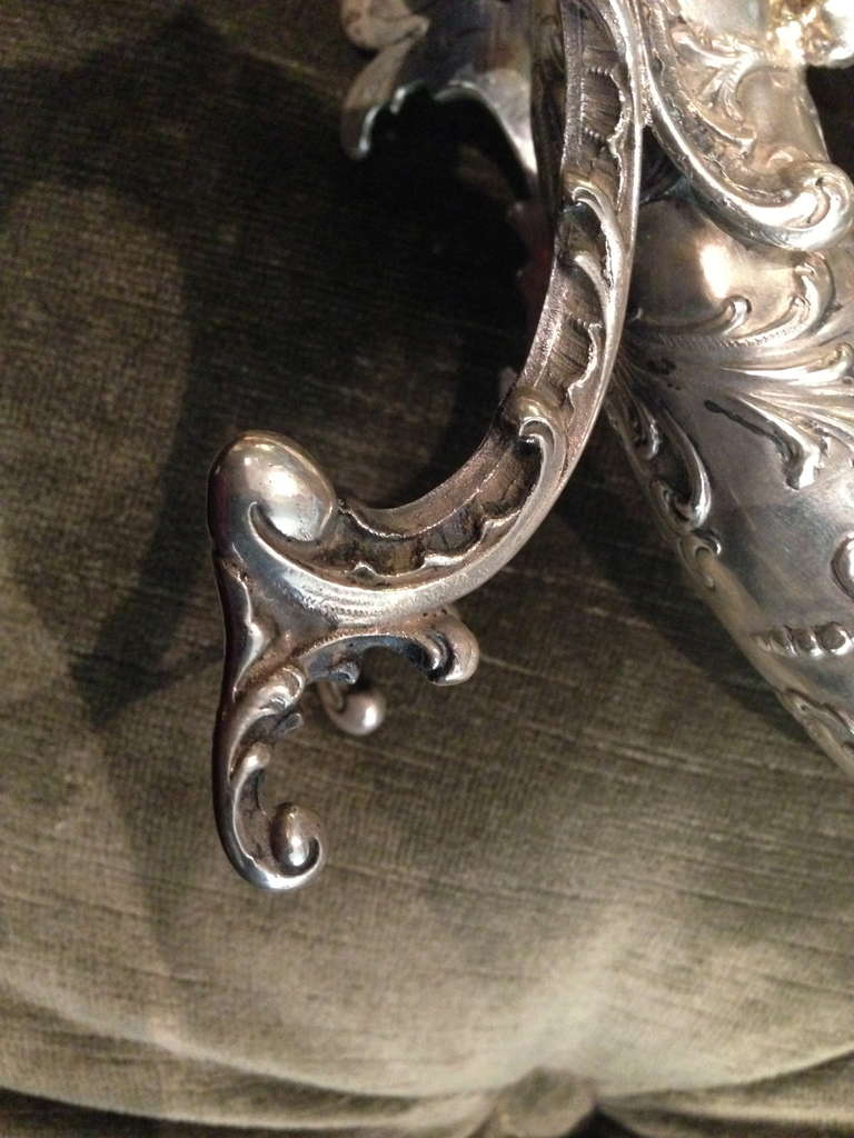19th Century German 800. Silver Cornucopia Vase Putti with Bird 5