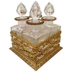 Wonderful French Gilt Bronze and Crystal Perfume Set c.1900