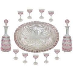 World Class Baccarat Ruby Cut to Clear Liqure Set c.1900 France