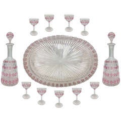 World Class Baccarat Ruby Cut to Clear Liqure Set c.1900 France