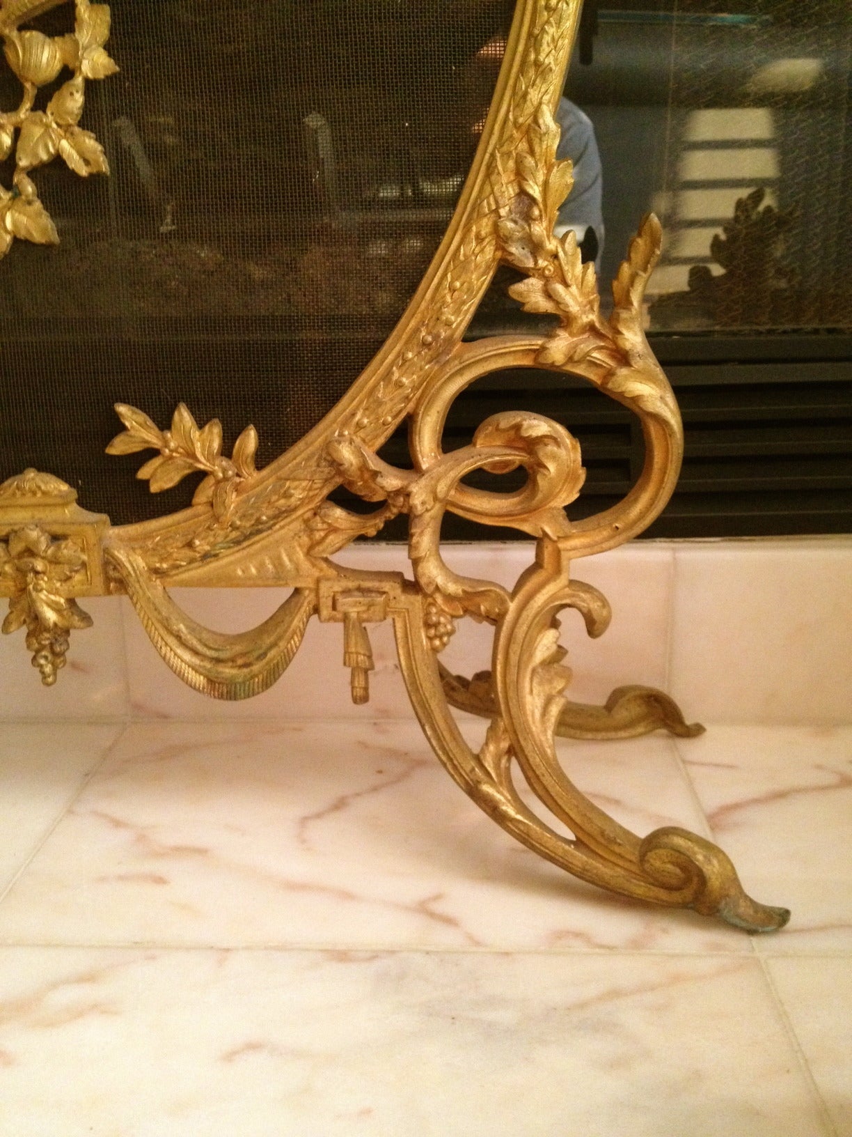 Beautiful Gilt Bronze Fire Screen by Charles Casier, France, Signed, circa 1900