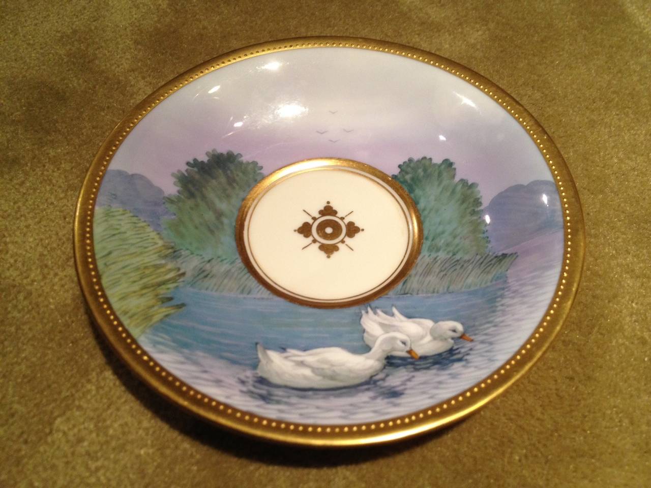 German Extremely Rare Cup and Saucer by Lamm Dresden Signed Ander, circa 1920