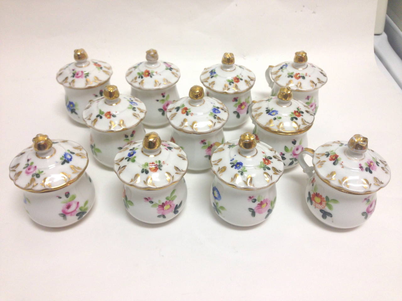 19th Century Fabulous Old Paris Pot de Crème Service on Stand Paris, circa 1860