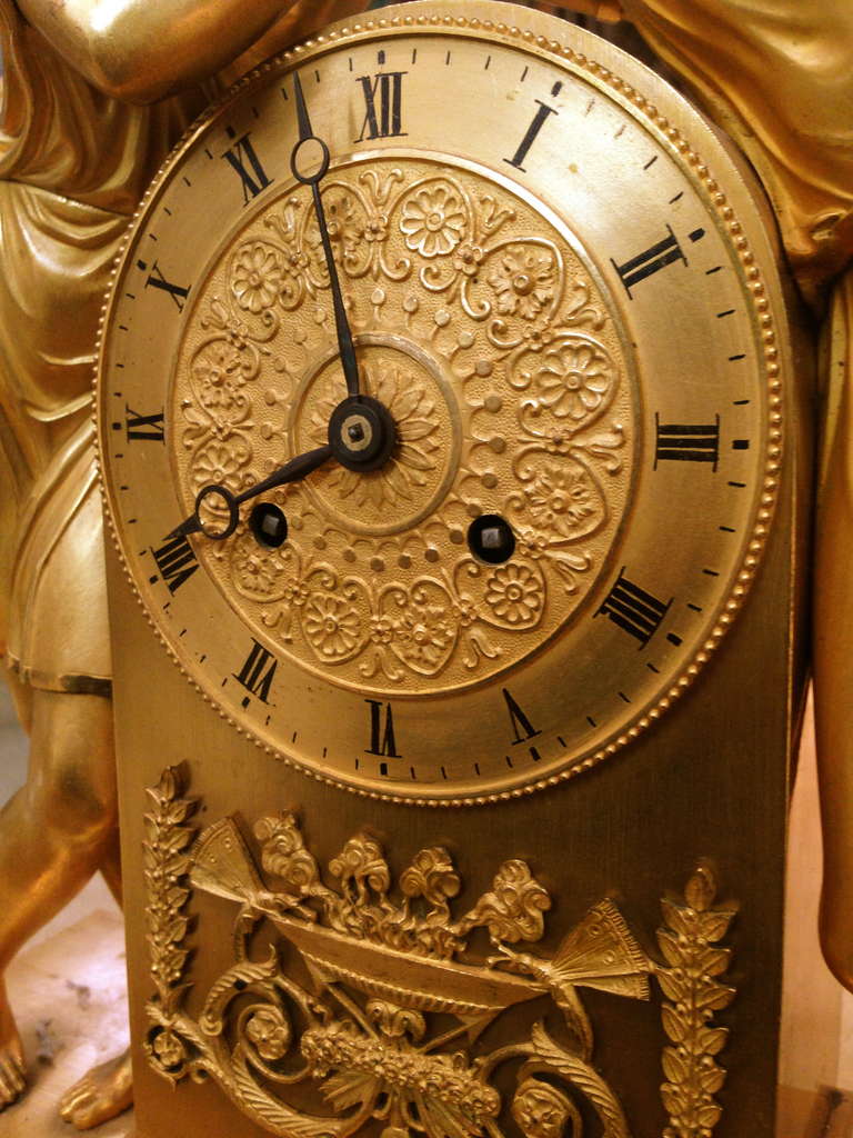 A Fine French Dore Bronze Empire Mantle Clock Cupid and Psyche c. 1850 3