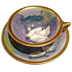 Extremely Rare Cup and Saucer by Lamm Dresden Signed Ander, circa 1920