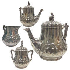 Fabulous 19th Century American Coin Silver Tea Set by Grosjean and Woodward