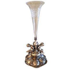 American Silver Plated Epergne Vase with Putti "Love Restrained" c. 1920