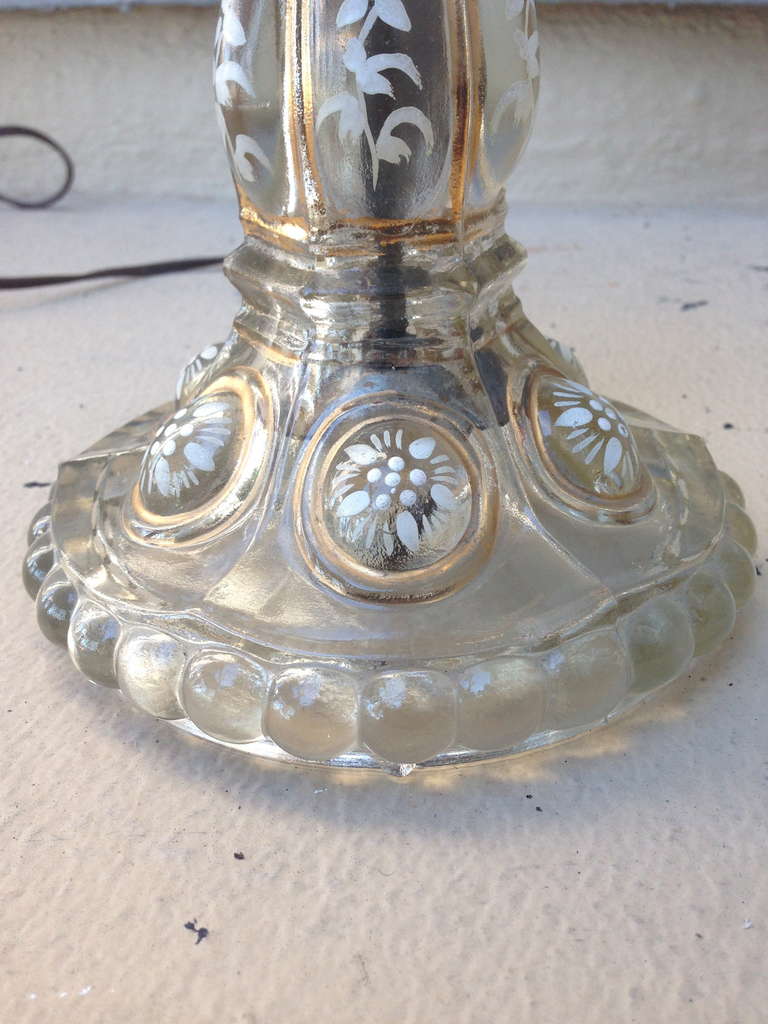 Fabulous Antique Baccarat Table Lamps Enamel Painted Decoration c.1900 In Excellent Condition In Redding, CA