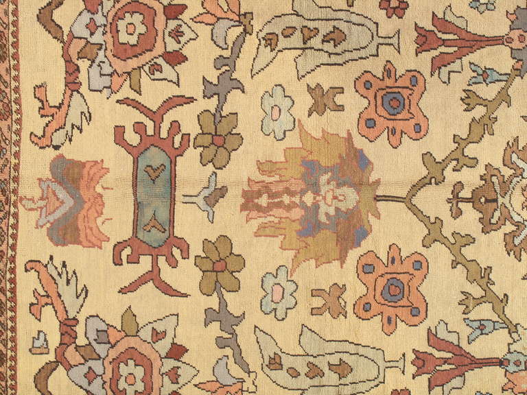 Bakshaish Antique Bakhshaish Carpet, Hand Knotted Wool Oriental Rug, Taupe, Lt Blue, Ivory