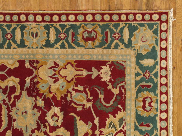 Hand-Knotted Indian Agra Carpet For Sale