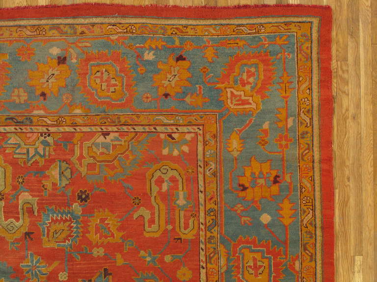 Hand-Knotted Antique Turkish Oushak Carpet