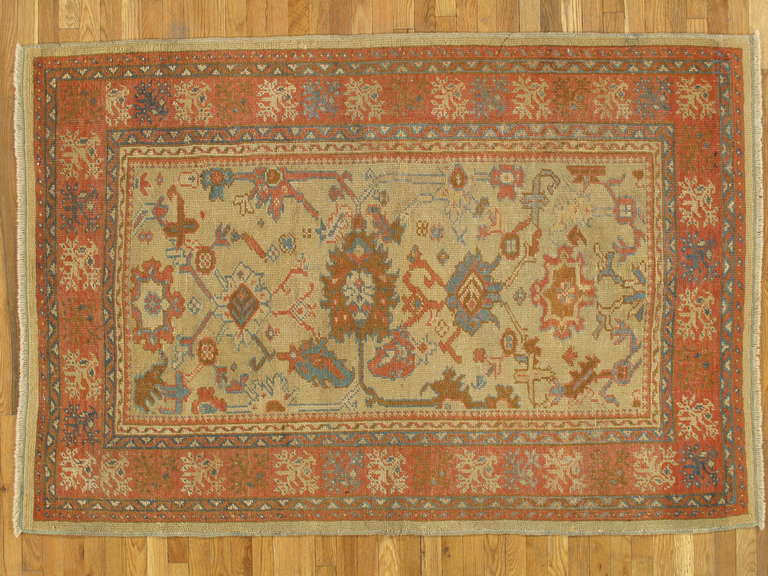 West Anatolia is one of the largest weaving regions in Turkey. Since the 15th century, Turkish rugs have always been on top of the list for having fine oriental rugs. 

Oushak rugs such as this, are desirable in today's highly decorative market. A