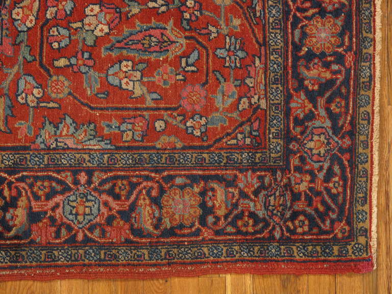 Heriz Serapi Antique Heriz Northwest Persian Rug, Handmade Rug, Gold, Navy, Light Blue, Rust