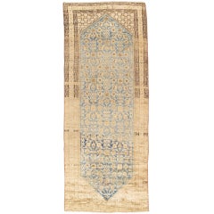 Antique Malayer Carpet, Handmade Oriental Rug, Ivory, Taupe, Gold, Light Blue 11
