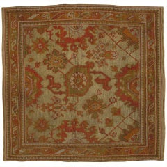 Antique Square Turkish Oushak Rug