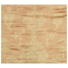 Antiker türkischer Angora- Oushak-Teppich, handgefertigter orientalischer Teppich Shrimp, Rosa, Elfenbein